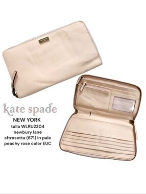 kate spade New York talla newbury lane Large Leather Wallet Clutch Pale Pink